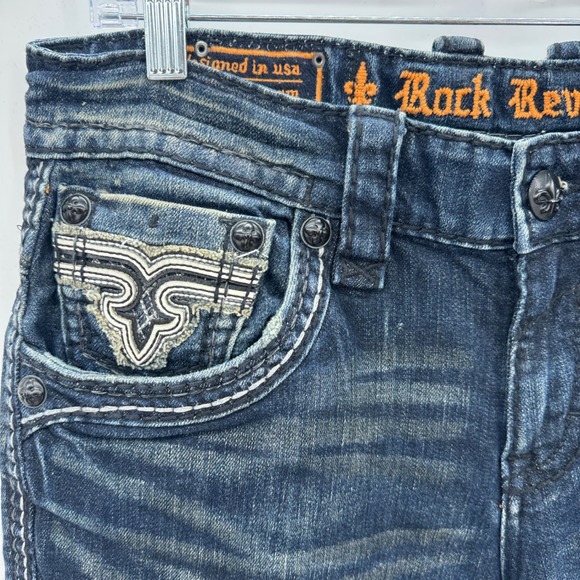 Rock Revival Denim Jeans Distressed Ripped Blue Mens Size 31 Straight - Picture 6 of 16